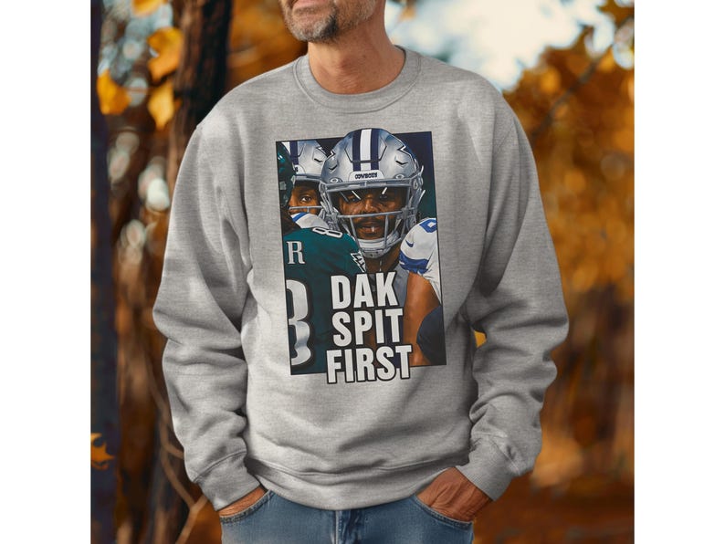 Dak Spit First Sweatshirt - Anti-Dak Prescott Shirt - Cowboys Parody - Eagles Rivalry Crewneck for NFL Season Opener Ady Store