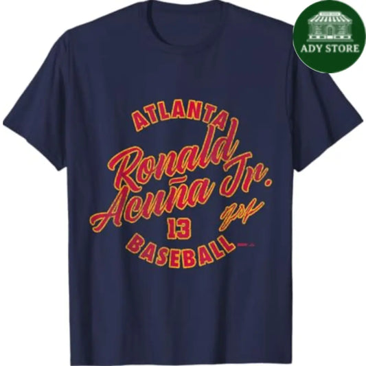 Ronald Acuña Jr. Atlanta Baseball Vintage Cursive MLBPA T-Shirt Ady Store