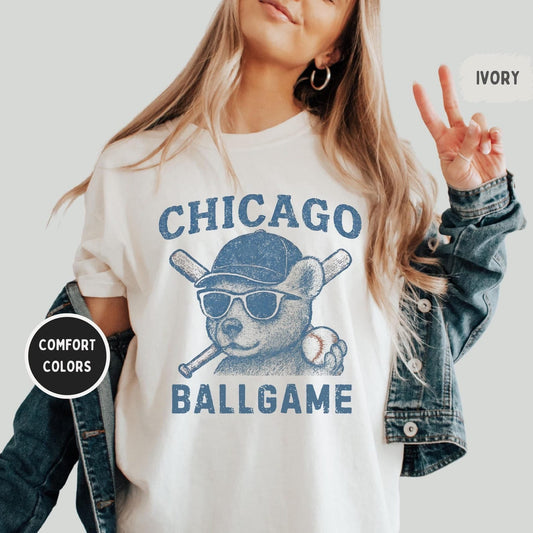Vintage Chicago Baseball Comfort Colors T-shirt, Retro Baseball Tee, Cub bear Sweatshirt. Fan Gift, Unisex Graphic, Distressed Baseball Ady Store