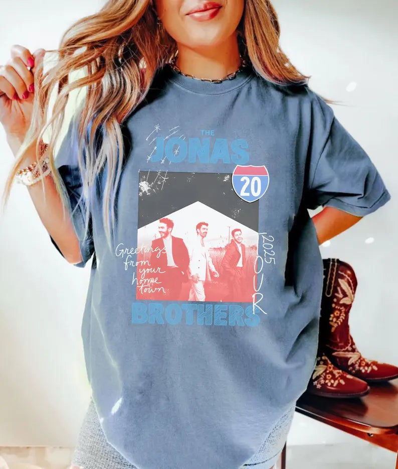Vintage 20th Anniversary Of Jonas Comfort Colors® Shirt, Living The Dream Tour 2025 Shirt, Fan Merchandise Shirt, Jonas Tour Gift For Her Ady Store