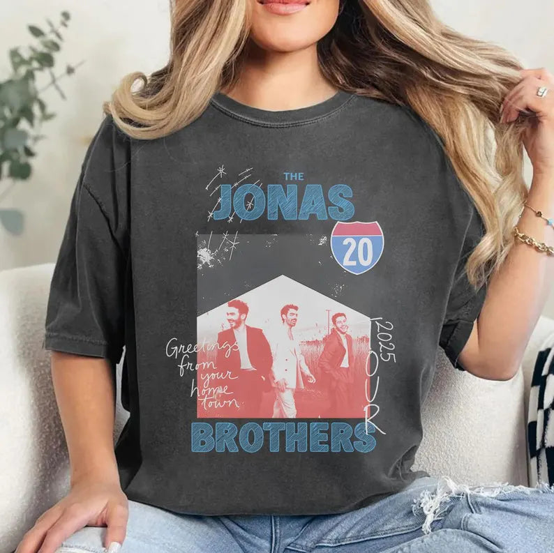 Vintage 20th Anniversary Of Jonas Comfort Colors® Shirt, Living The Dream Tour 2025 Shirt, Fan Merchandise Shirt, Jonas Tour Gift For Her Ady Store