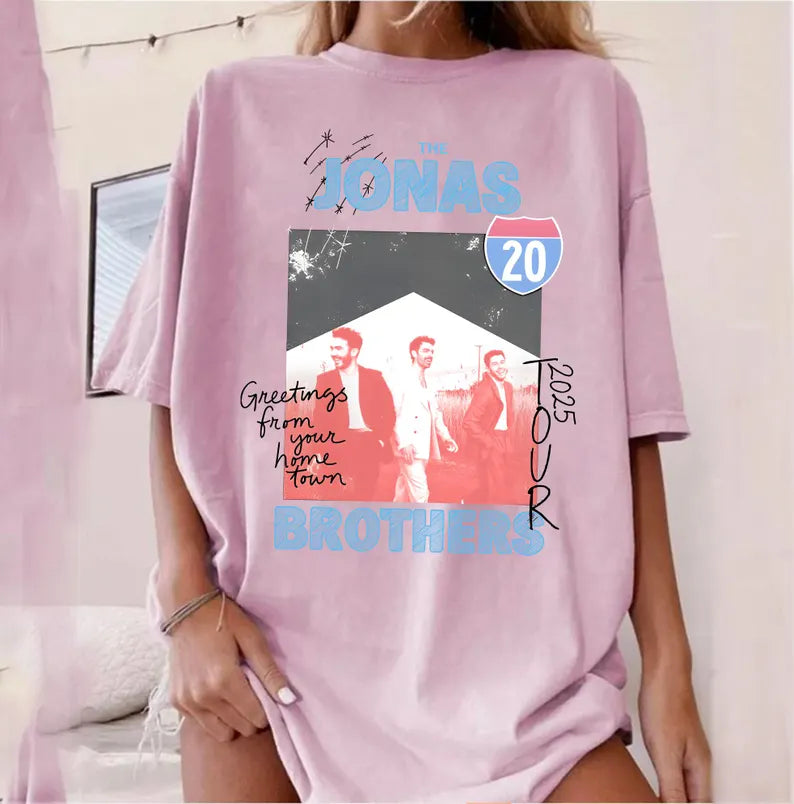 Vintage 20th Anniversary Of Jonas Comfort Colors® Shirt, Living The Dream Tour 2025 Shirt, Fan Merchandise Shirt, Jonas Tour Gift For Her Ady Store