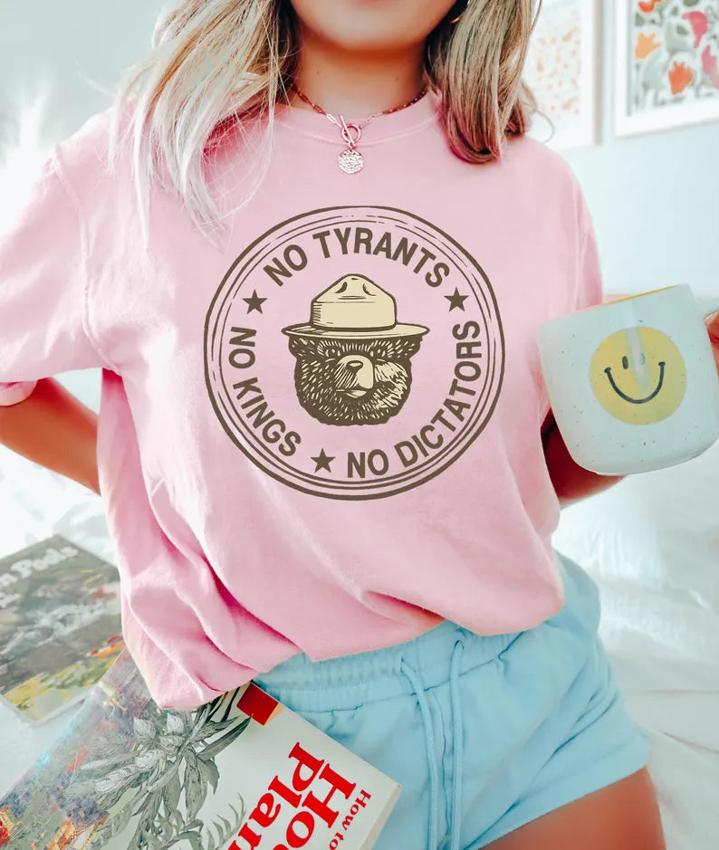 No Kings No Tyrants No Dictators Sweatshirt, Unisex Anti-Fascism T-Shirt, Anti Fascism Bear Shirt, Anti Trump Shirt, Activist Protest shirt Ady Store