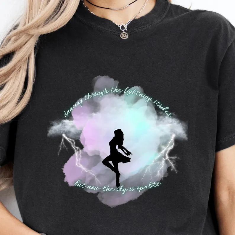 Opalite Showgirl Era, TS Inspired Lyrical Tee, Dancing through Lightning, Onyx Night, Pink Skies, Gift for Music Fans Ady Store