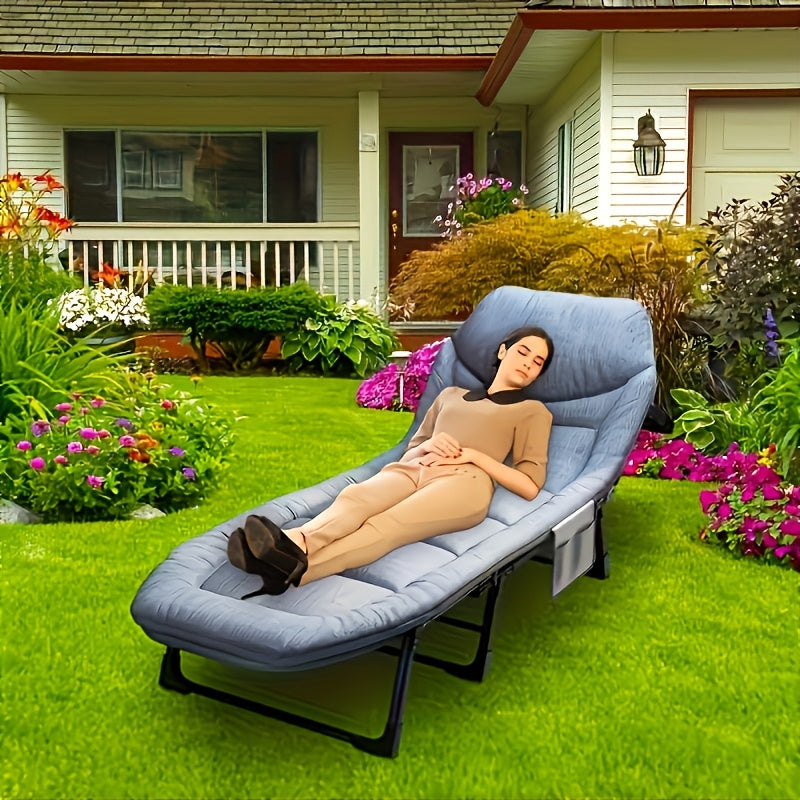 1pc American Folding Bed Single Recliner Lunch Bed Comfortable Ergonomic Folding Bed Courtyard Concubine Folding Bed With Mattress Portable Courtyard Office Camping Nap Multifunctional Lounge Chair Lazy Artifact